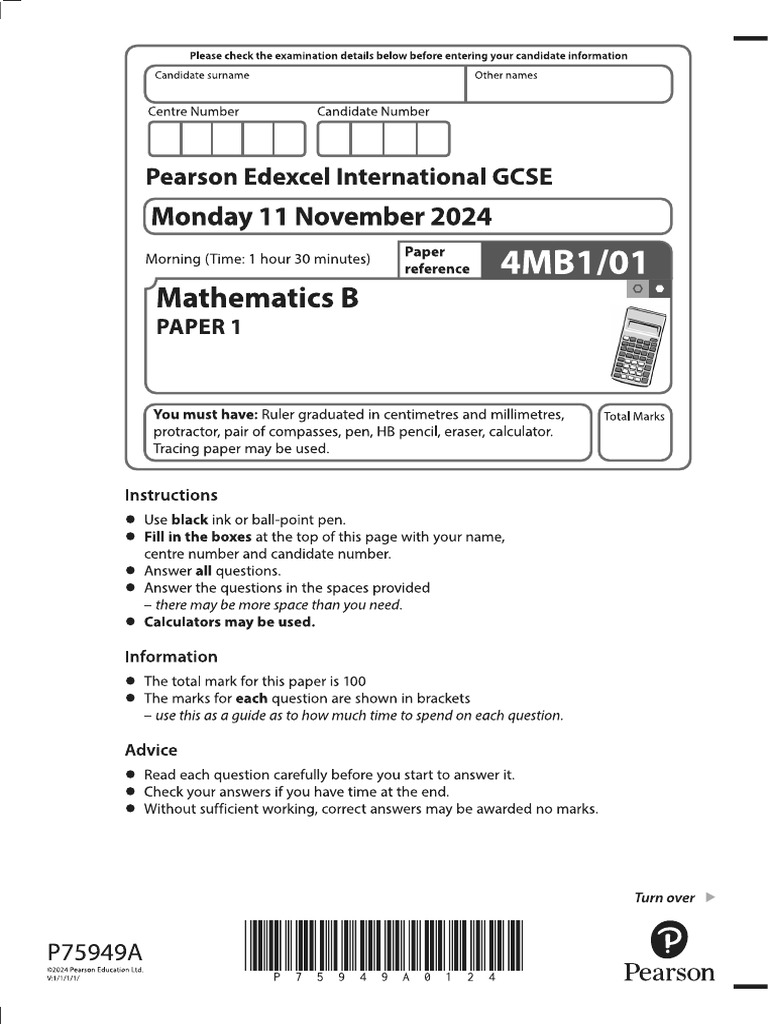 Maths B p1 Nov 27 | PDF