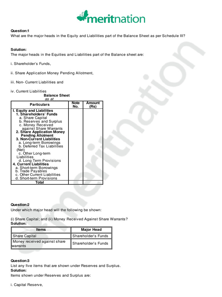 Equity and Liabilities in Balance Sheet | PDF | Balance Sheet | Equity ...