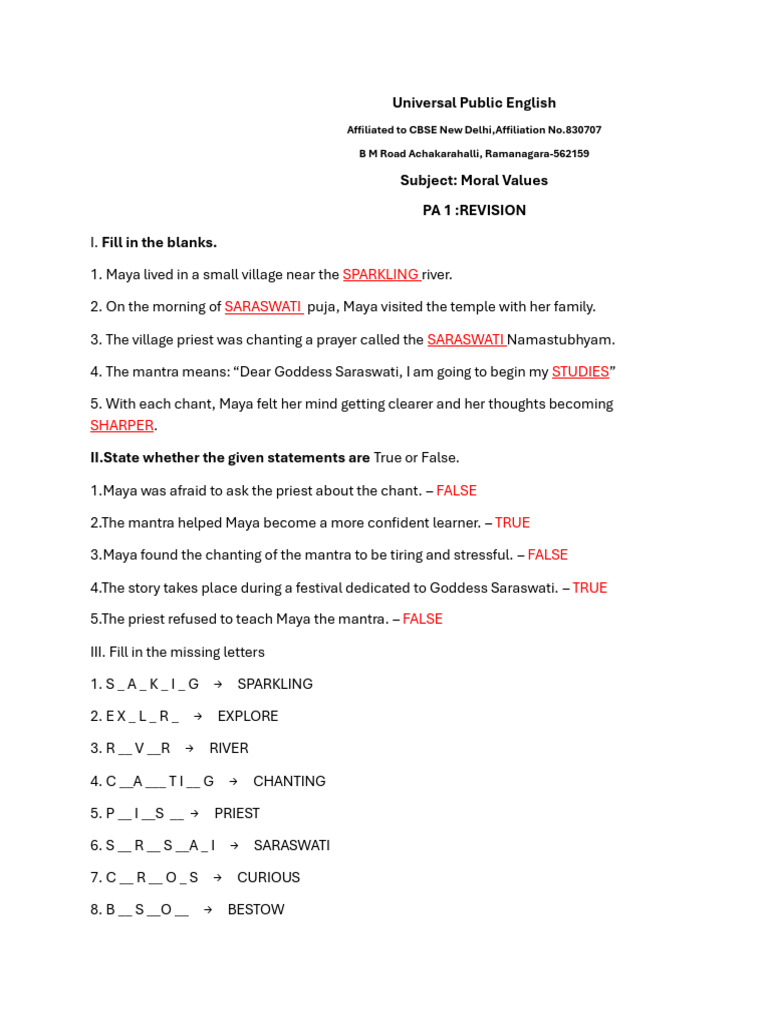 Grade 02 Moralvalues Revision | PDF