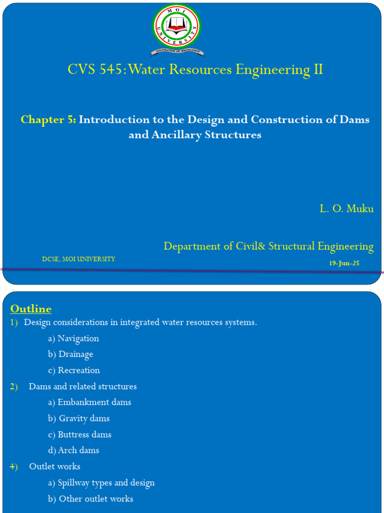 Chapter 5. Introduction To The Design and Construction of Dams and ...