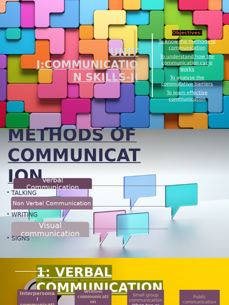 Unit 1 - Communication Skills - II | PDF | Communication | Nonverbal ...