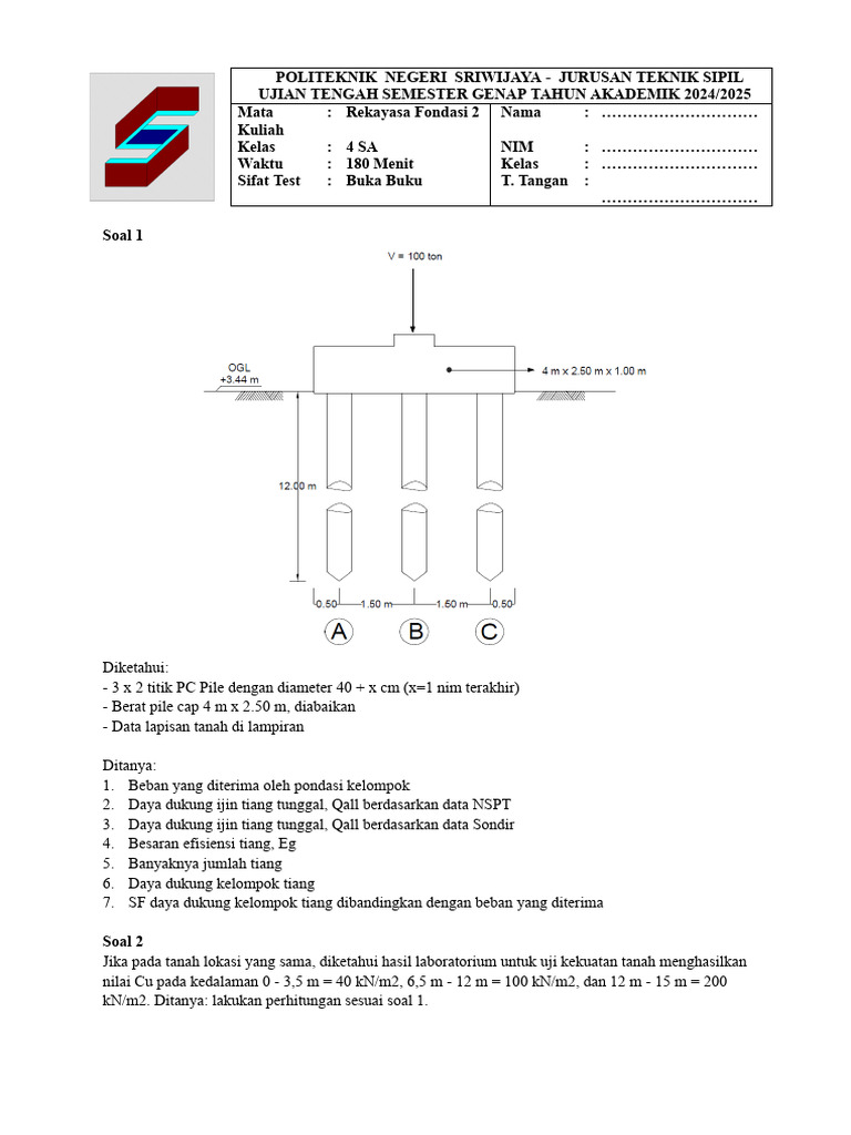 Soal Rekayasa Pondasi 2 Pdf