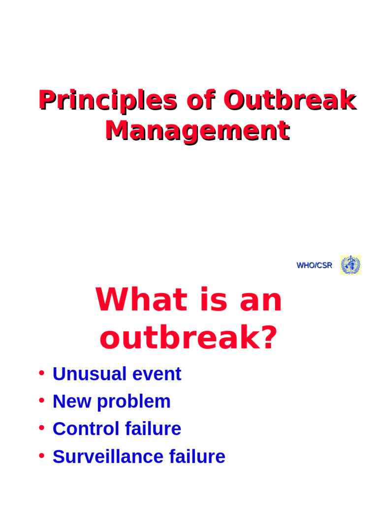 Outbreak Management Principles and Steps | PDF | Epidemiology | World ...