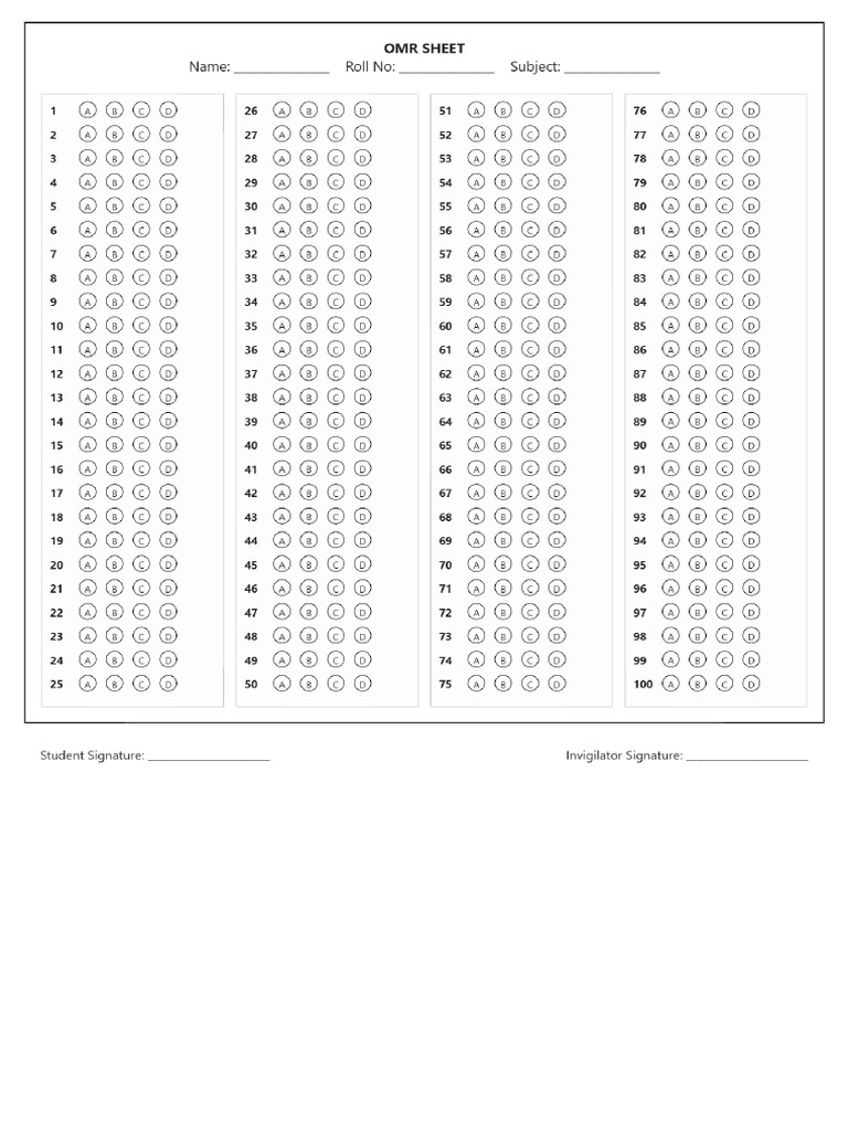 OMR Sheet | PDF