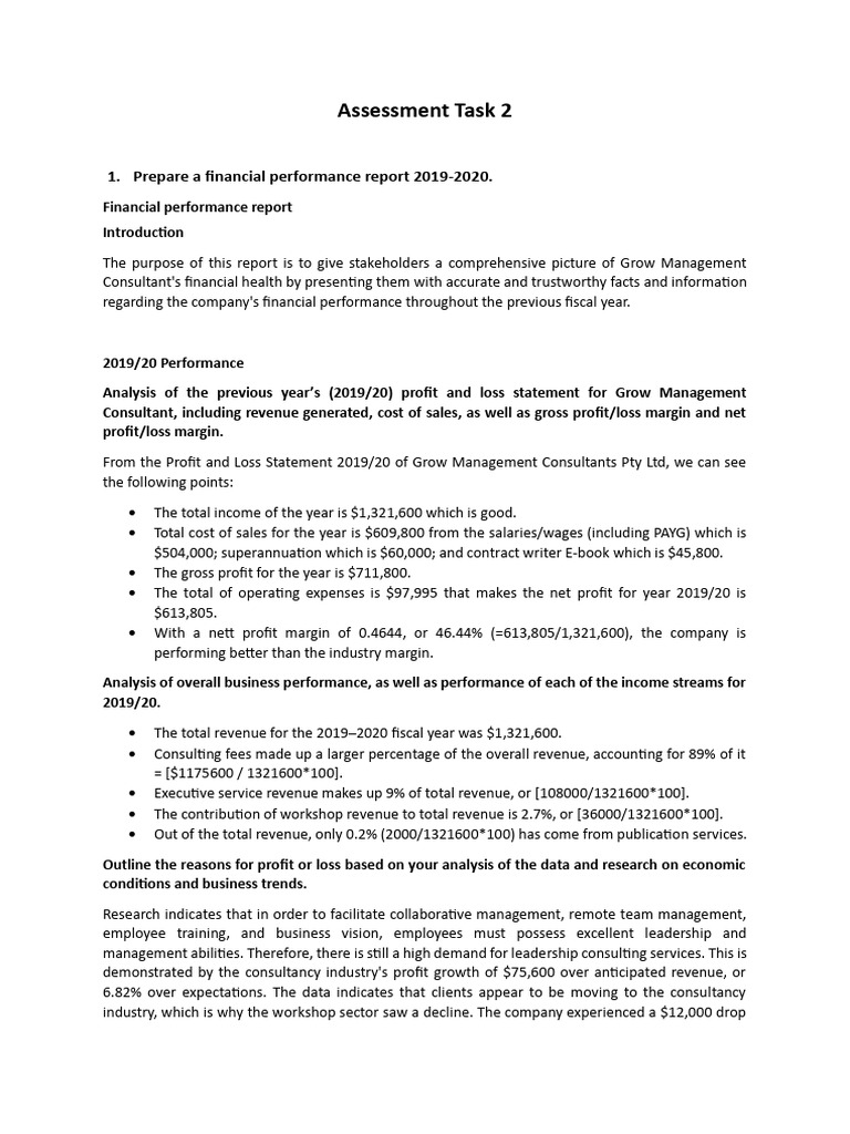 Financial Performance Report 2019-20 | PDF | Payroll Tax | Taxes