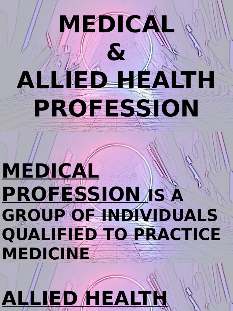 Medical Allied Health Profession 1 | PDF