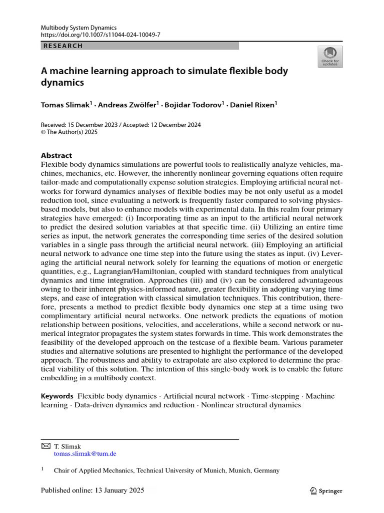 A Machine Learning Approach To Simulate Exible Body Dynamics | PDF ...