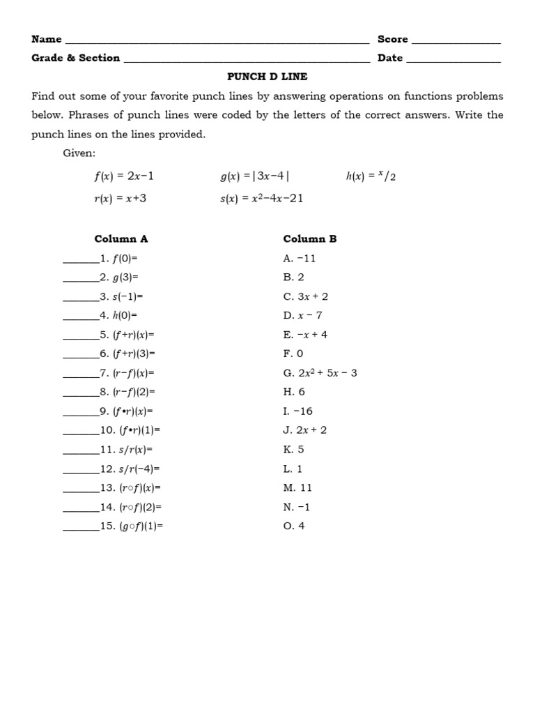 Operations On Function Activity | PDF