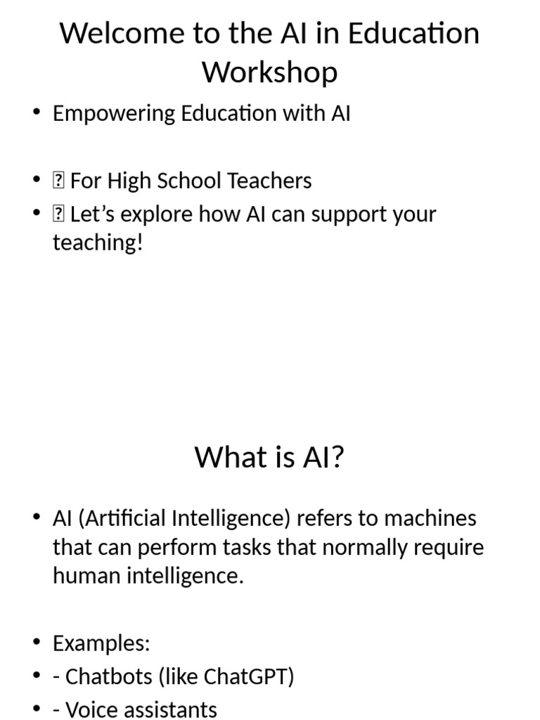 AI Workshop for High School Teachers | PDF