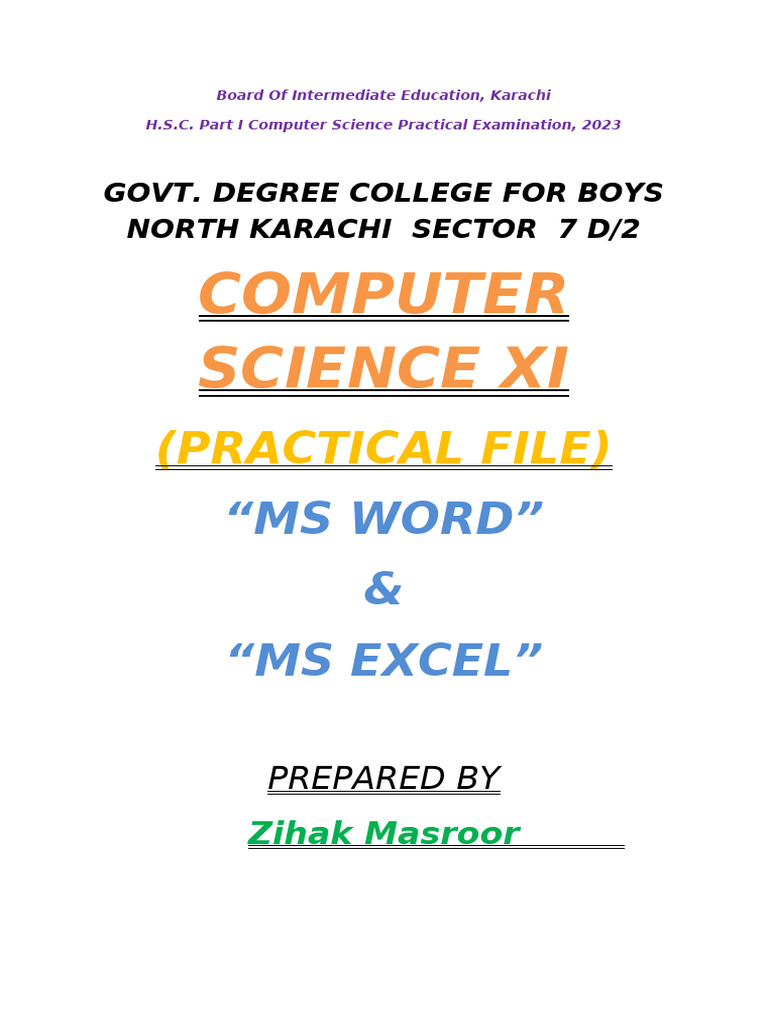 H.S.C. Computer Science Practical 2023 | PDF