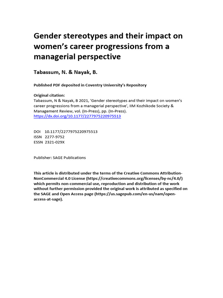 Gender Stereotypes in Women's Careers | PDF | Stereotypes | Gender