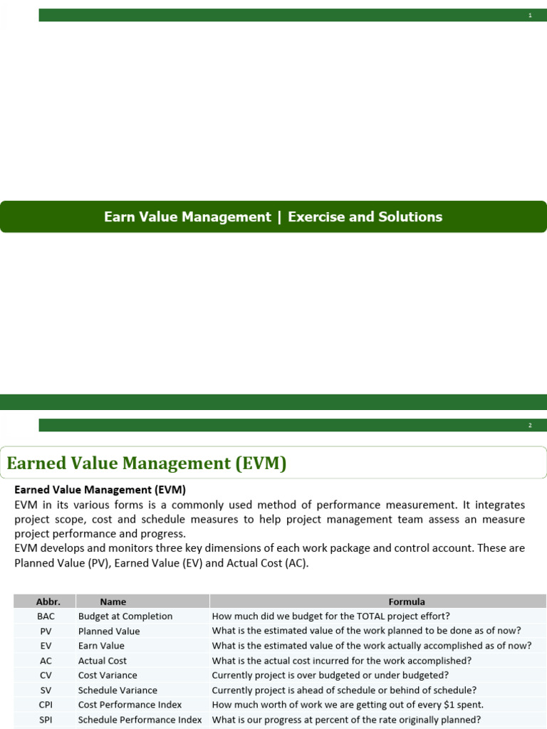 EVM Calculation Methods and Examples | PDF | Business | Systems Analysis