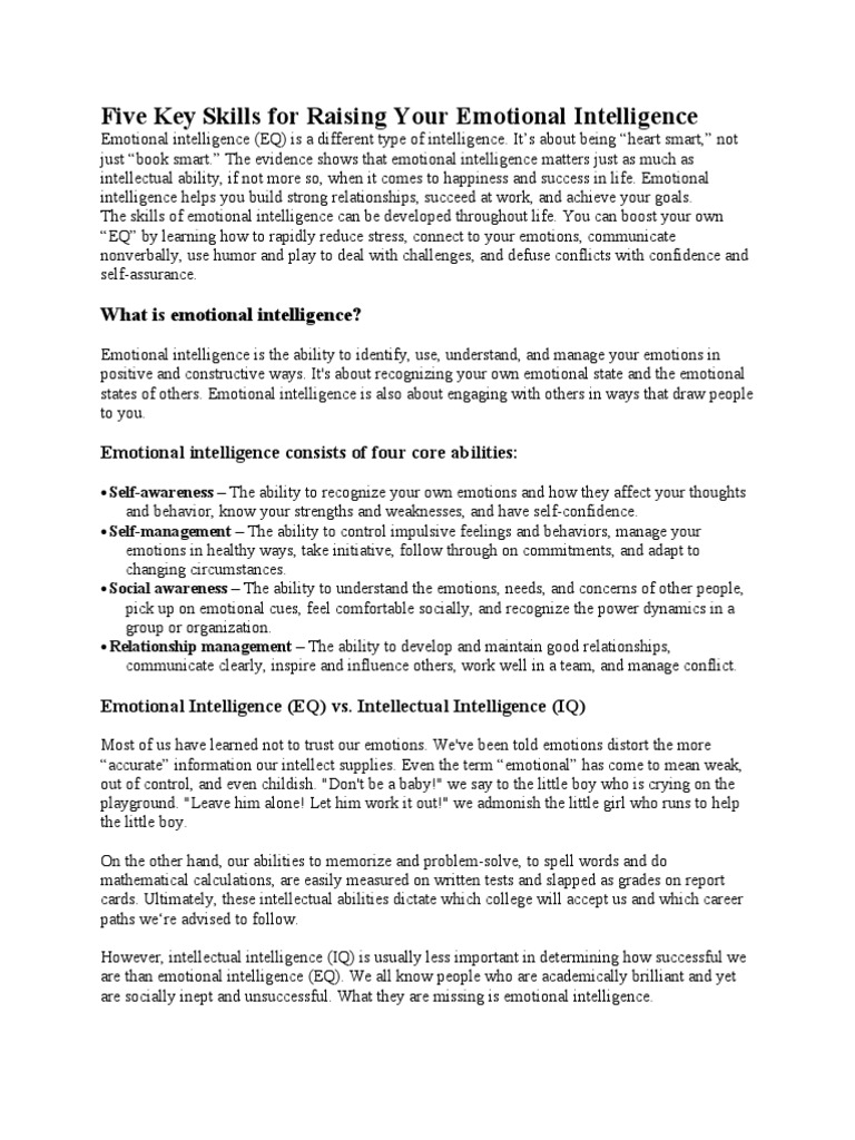 Boost Your Emotional Intelligence Skills | PDF | Emotional Intelligence ...