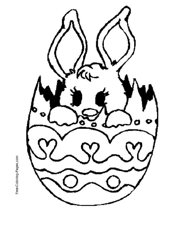 Easter Coloring Page - Bunny in Egg | PDF