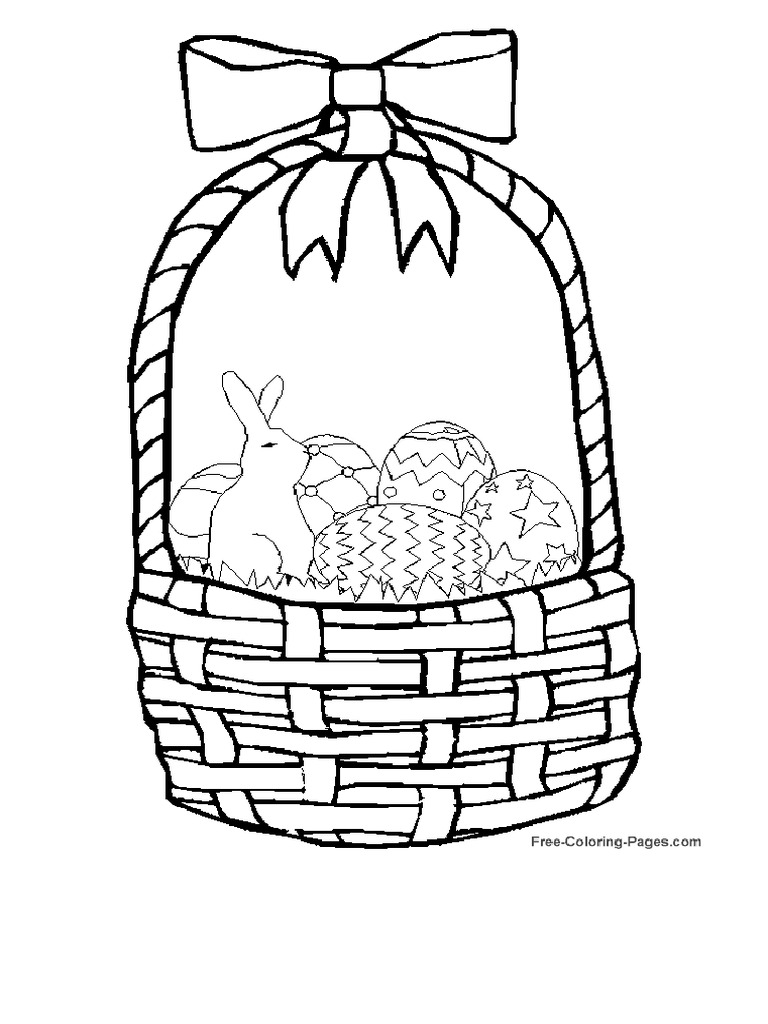 Easter Coloring Pages Fun Egg Basket Sheet PDF