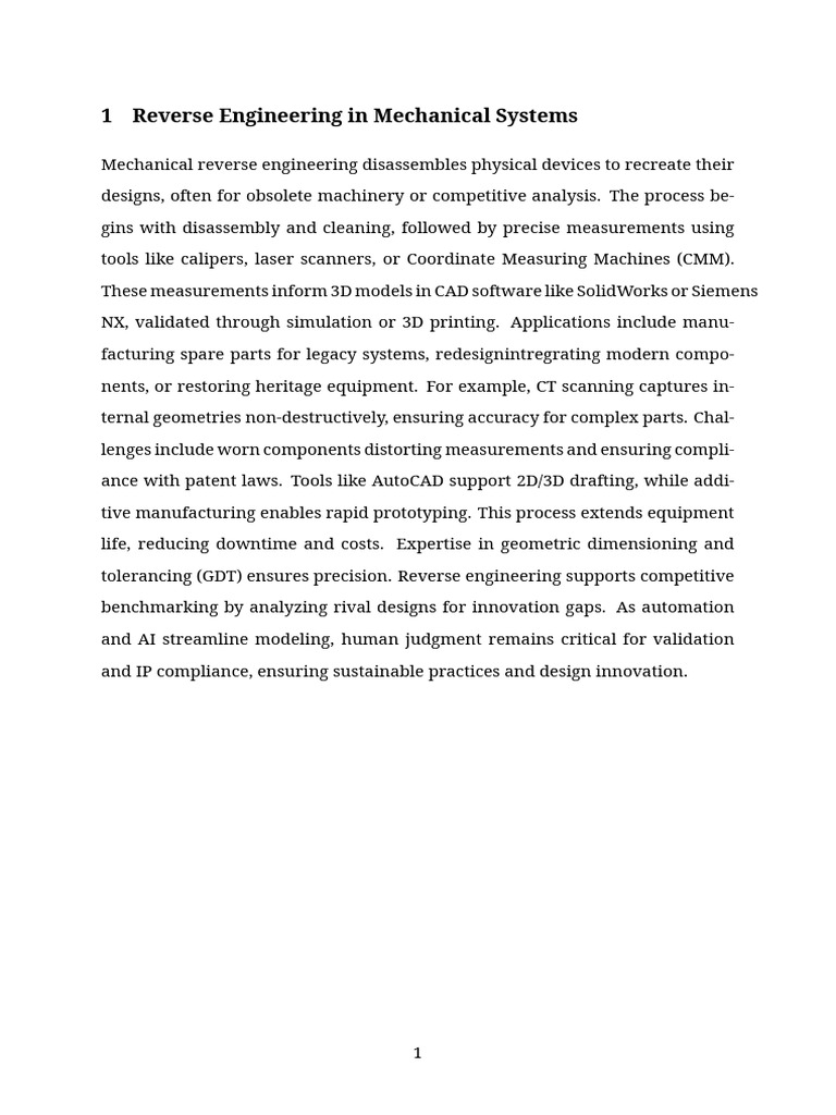 Mechanical Reverse Engineering Insights | PDF | Engineering | 3 D Printing