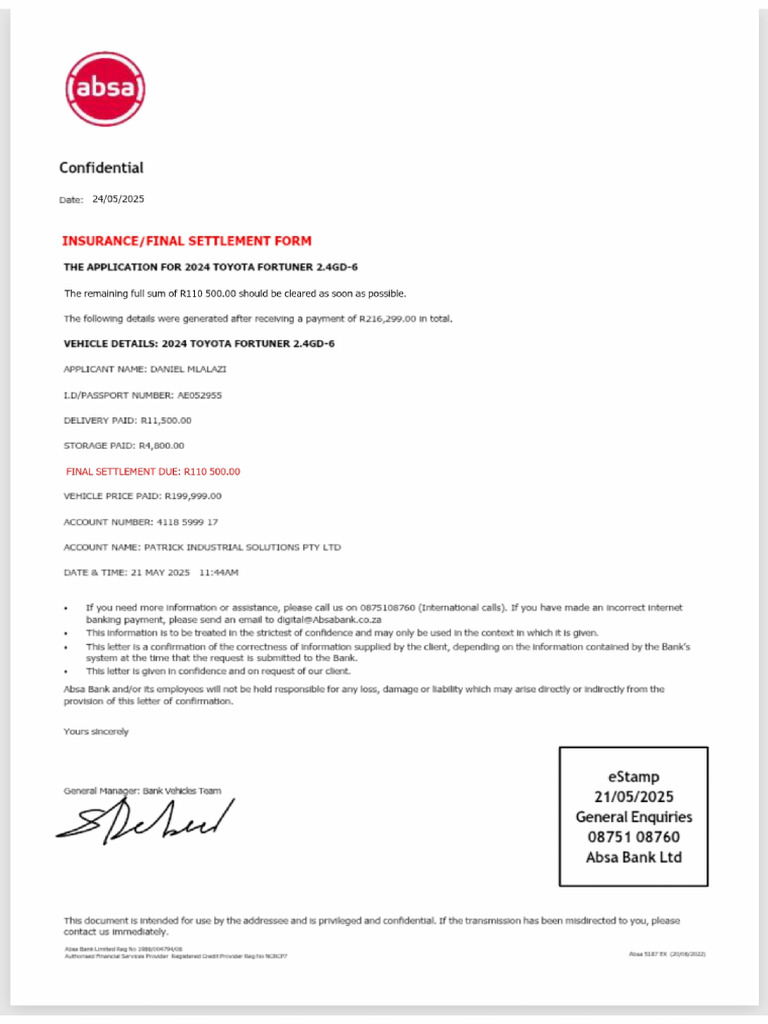 Absa Bank Documents South Africa Johannesburg | PDF