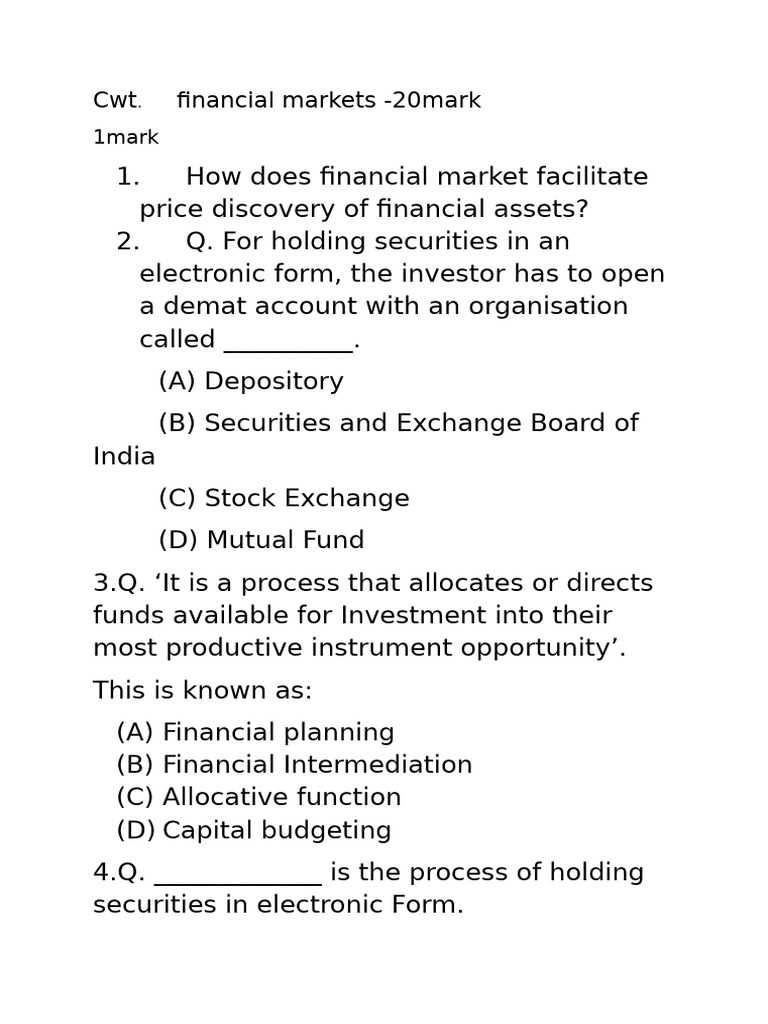 Financial Markets and Allocative Functions | PDF