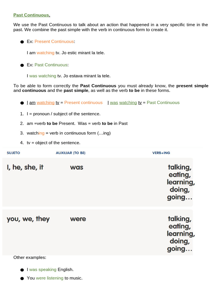Understanding Past Continuous Tense | PDF