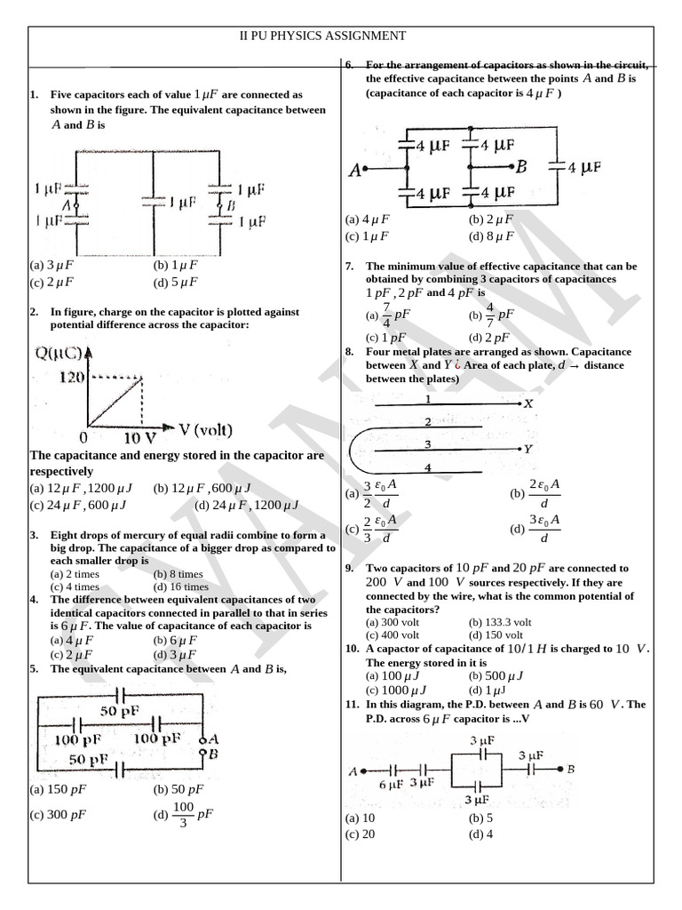 Phy Assig Q.P | PDF | Capacitance | Capacitor