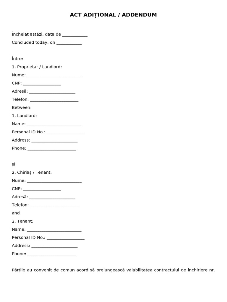 Act Aditional Prelungire Actualizat | PDF