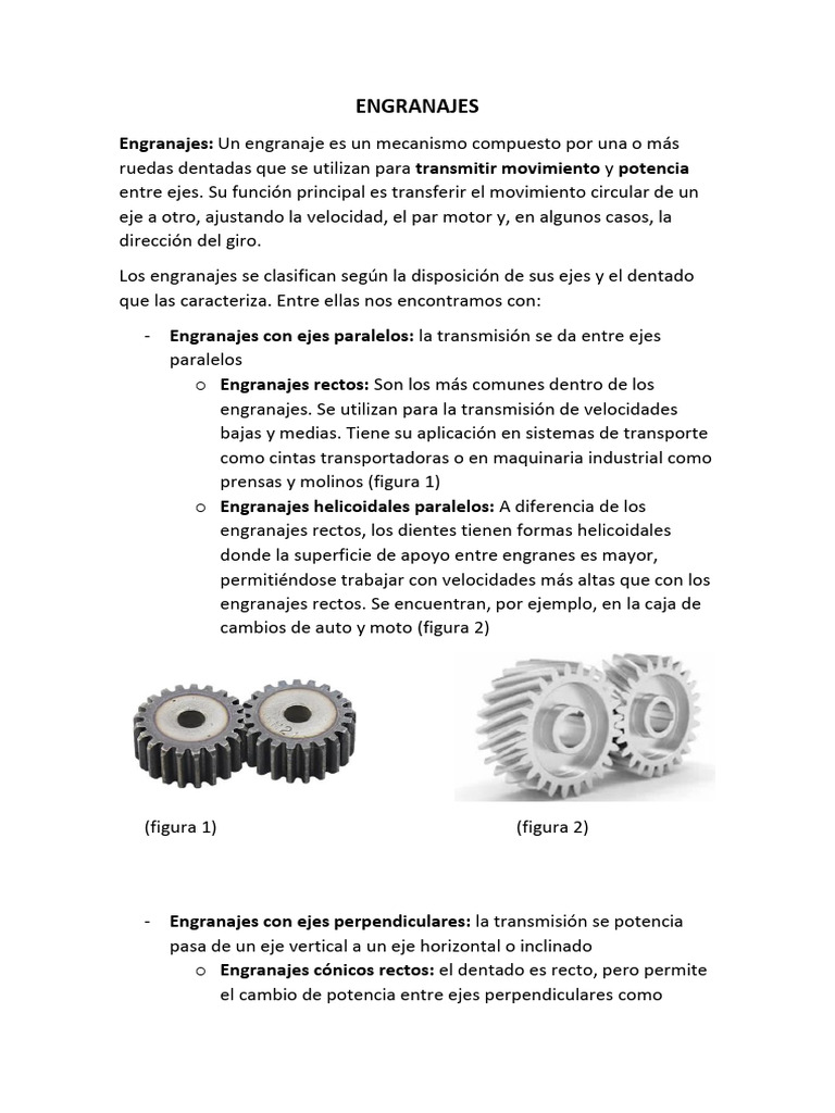 Tipos y Fabricación de Engranajes | PDF | Engranaje | Eje