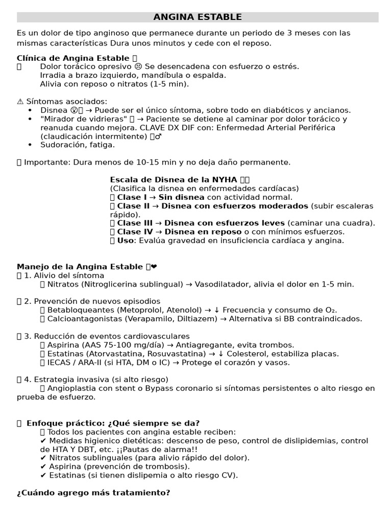 Manejo de Angina Estable e Inestable | PDF | Infarto de miocardio ...