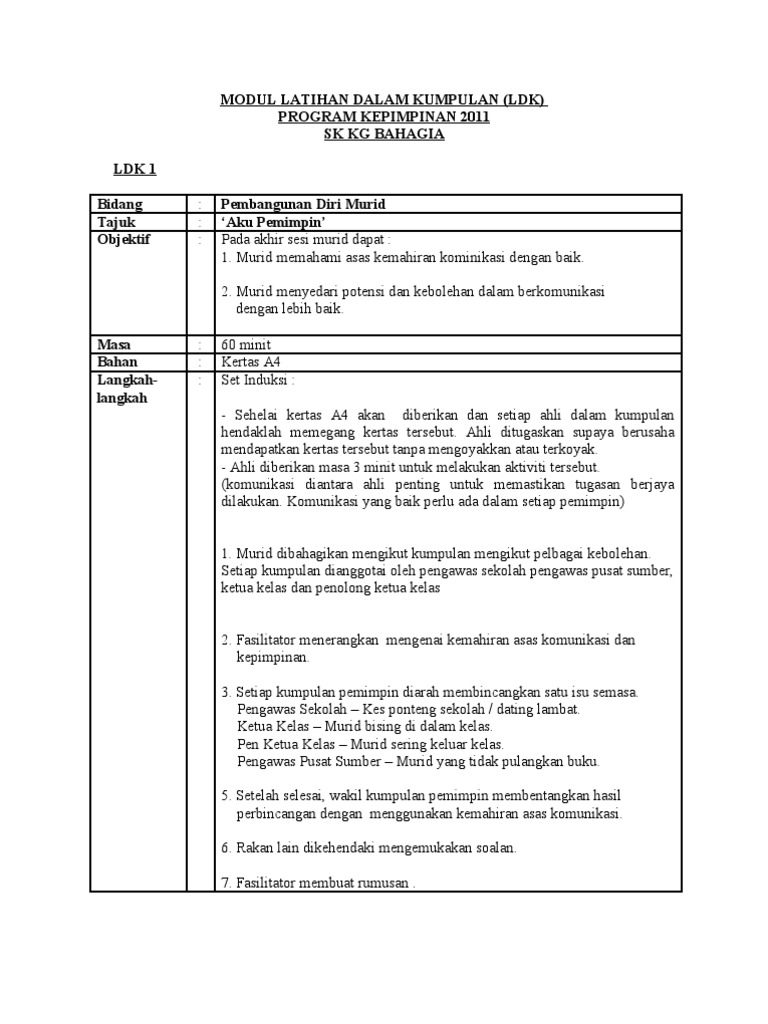Modul Latihan Dalam Kumpulan
