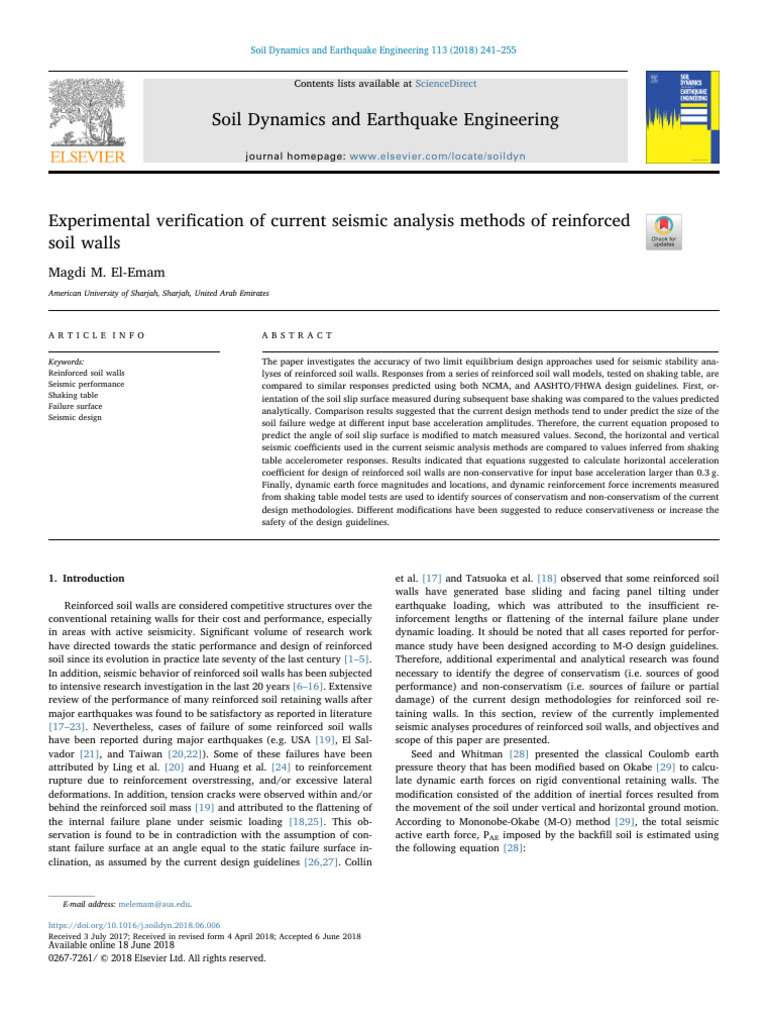 14 - Experimental Verification of Current Seismic Analysis Methods of ...