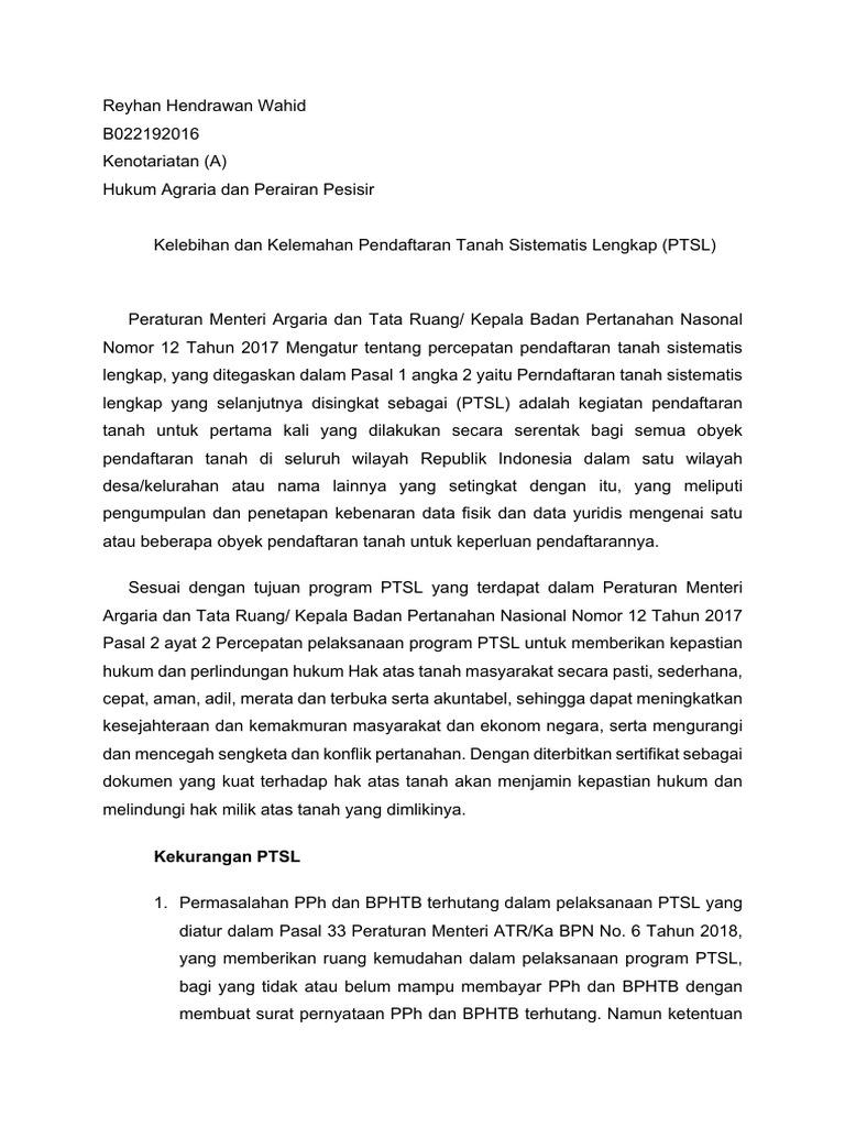 Kelebihan dan Kekurangan PTSL Tanah | PDF