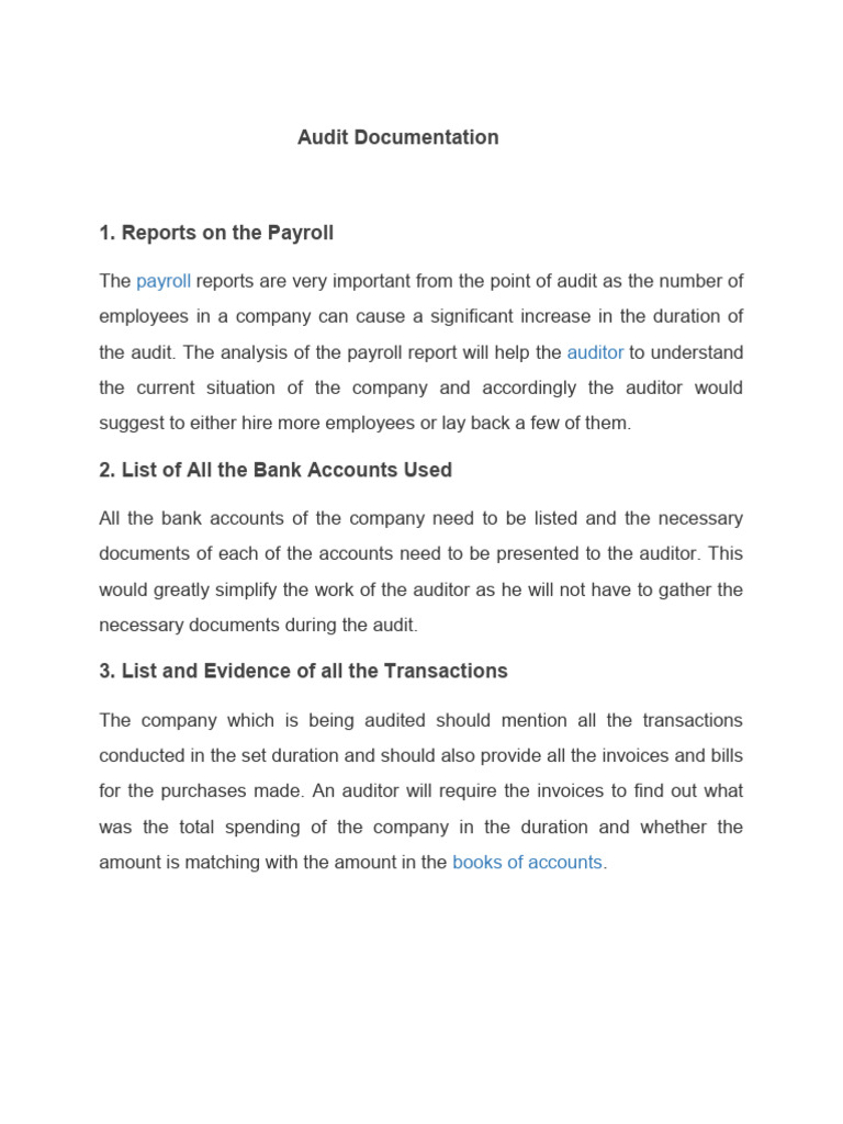 Essential Audit Documentation Checklist | PDF | Audit | Loans