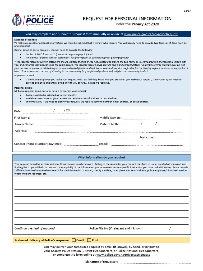 Request For Personal Privacy Info | PDF