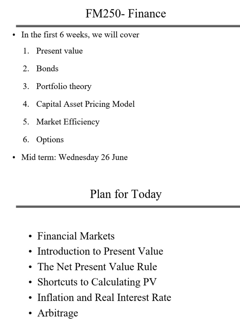 Finance Concepts: Present Value & NPV | PDF | Bonds (Finance) | Net ...