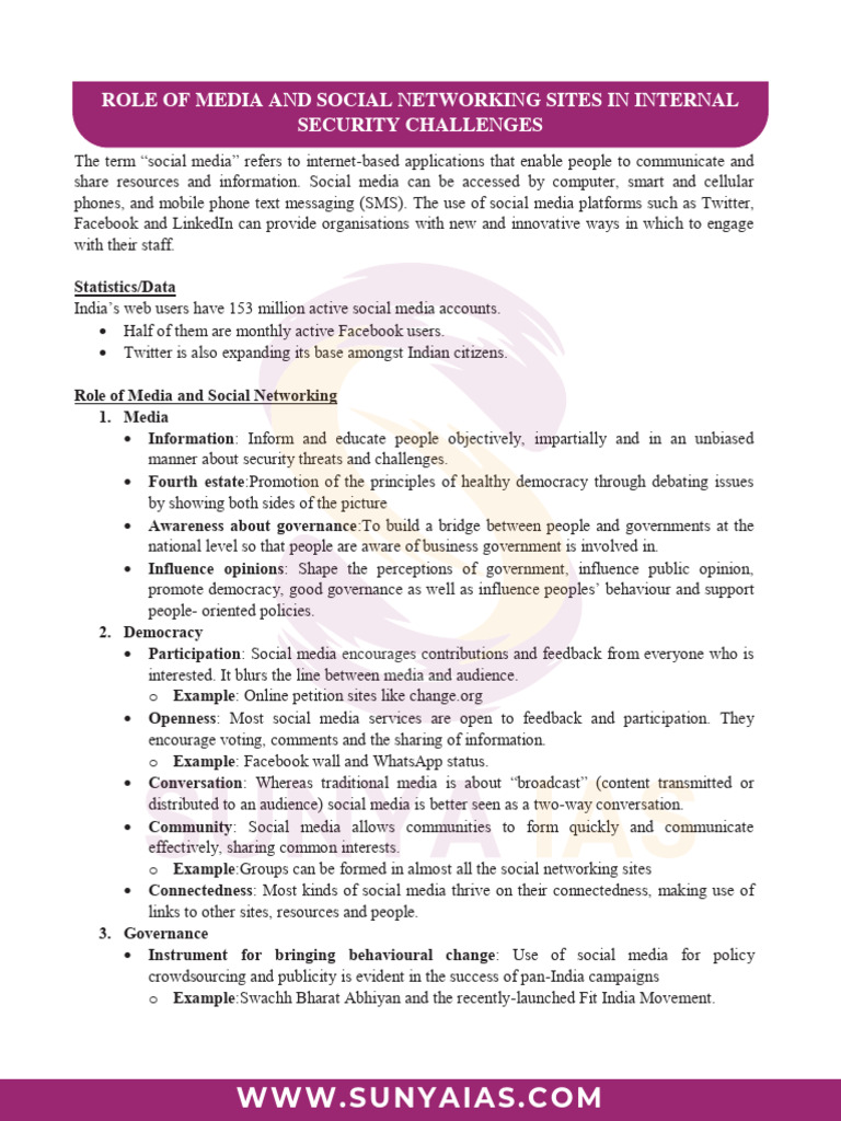 Media's Role in Internal Security Challenges | PDF | Social Media ...