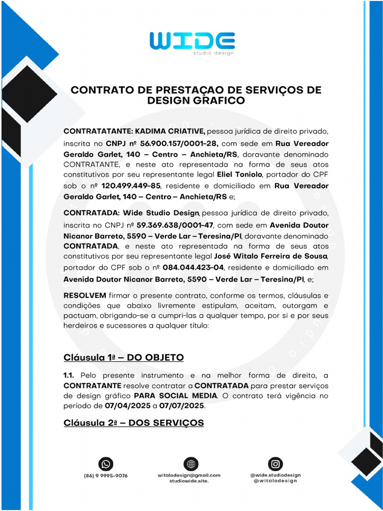 Contrato de Serviços de Design Gráfico | PDF