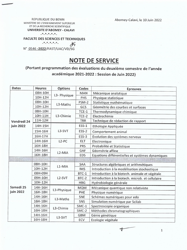 Programmation Examens 2ieme Semestre 2022 FAST Juin 2022 | PDF