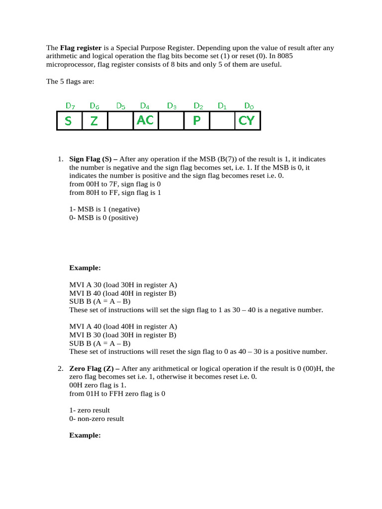Understanding 8085 Flag Register | PDF | Computer Science | Computing