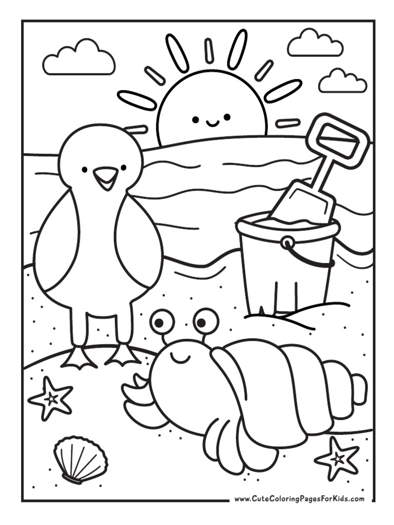 Beach Coloring Pages 1 PDF
