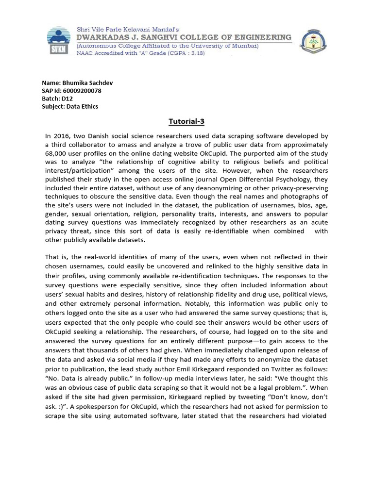 DE Tutorial 3 | PDF | Privacy | Risk