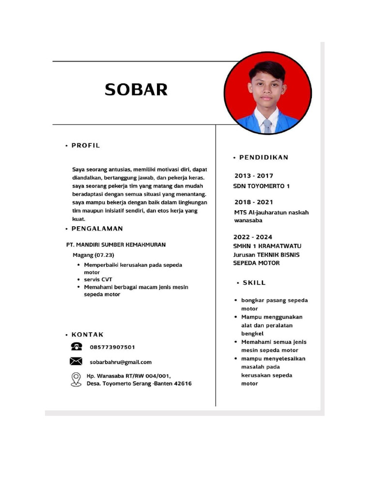 Lamaran Pekerjaan SOBAR - Lengkap | PDF