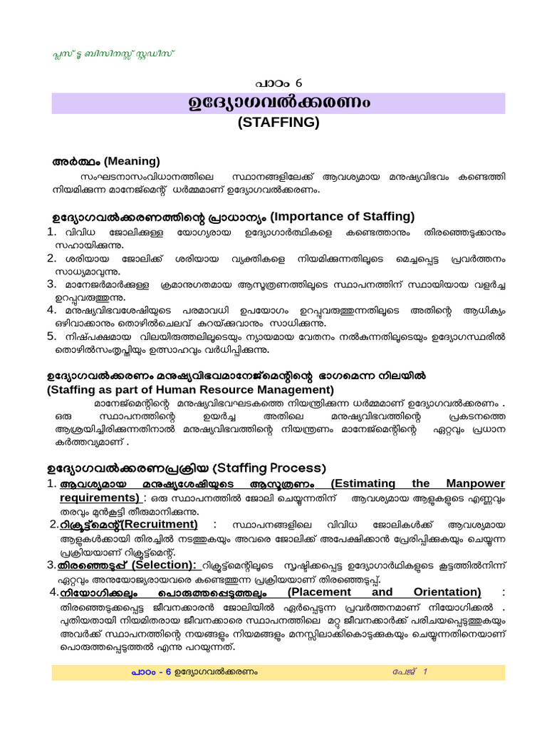 Hsslive Xii Bs CH 6 Mal Notes Sreekumar | PDF