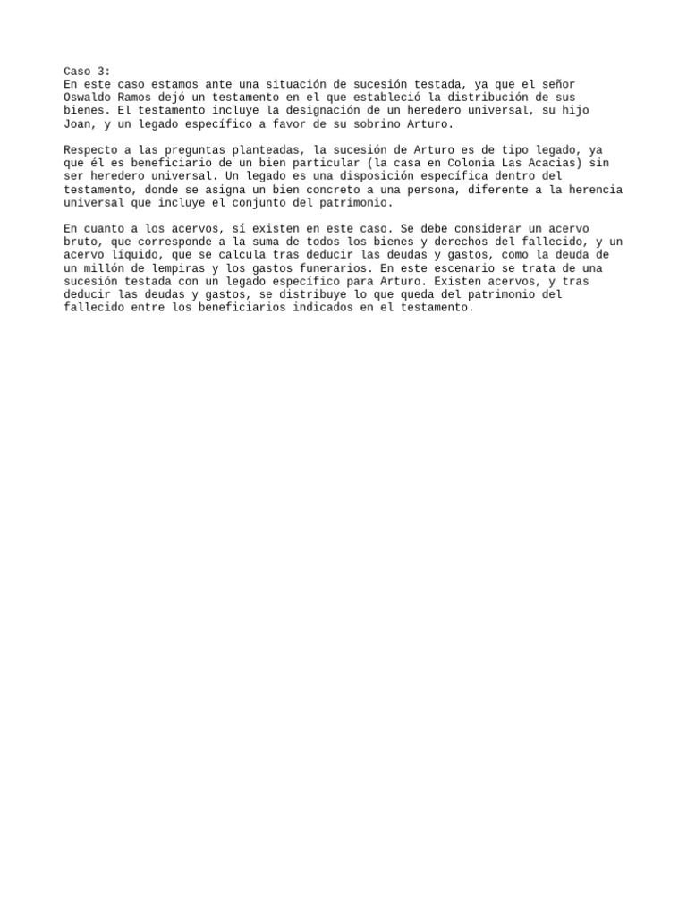 Sucesión Testada y Legado Específico | PDF
