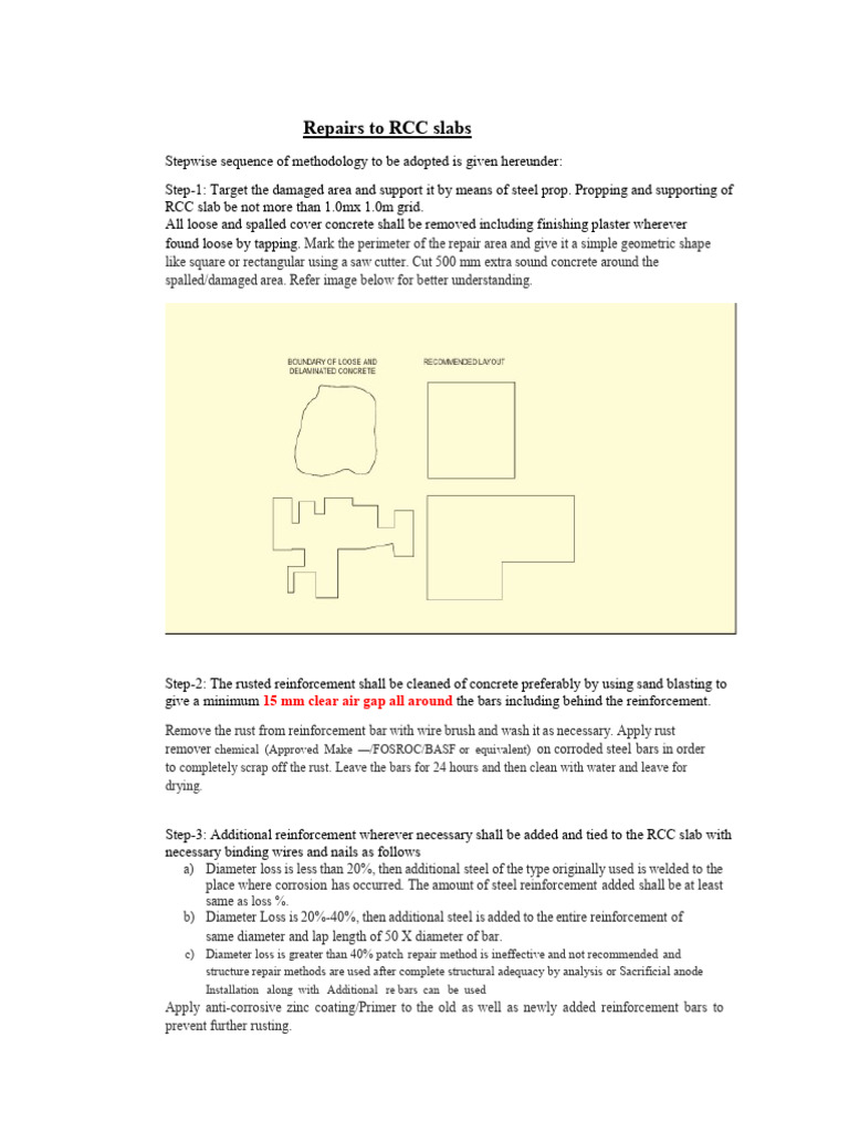 RCC Slab and Beam Repair Guide | PDF | Concrete | Corrosion