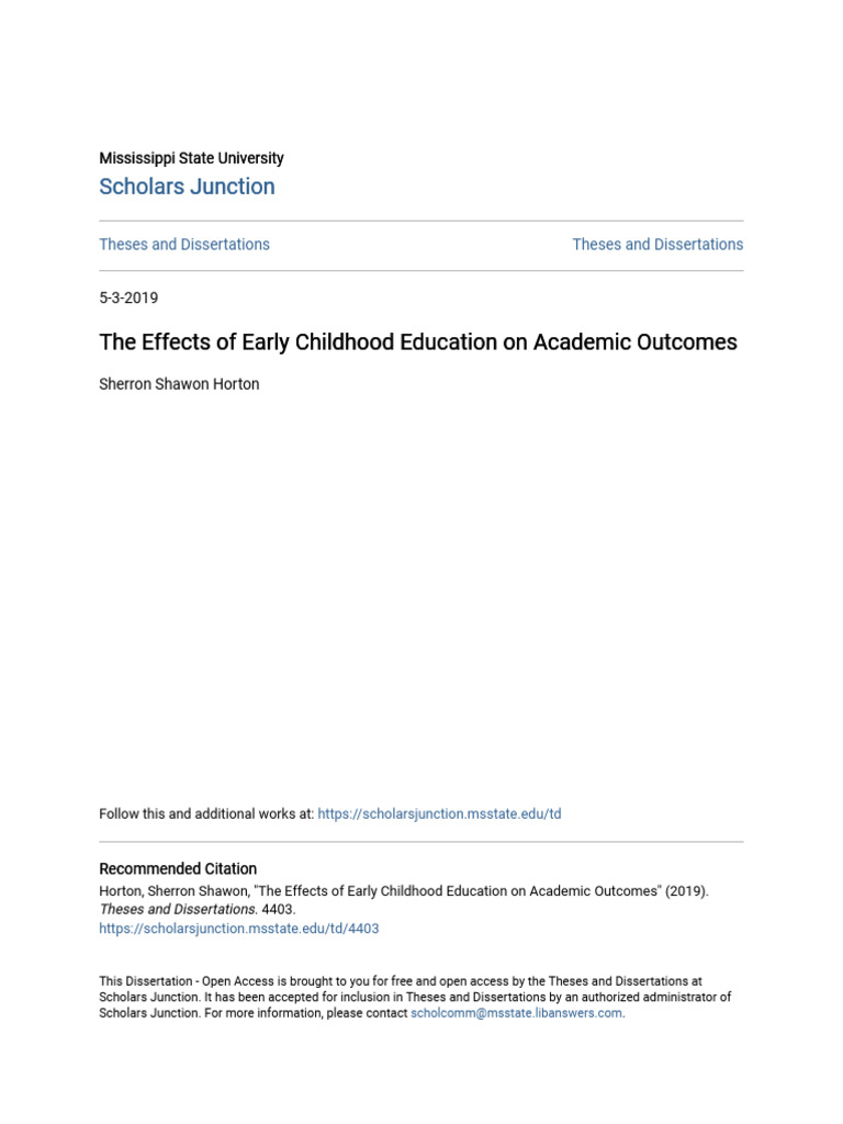 The Effects of Early Childhood Education On Academic Outcomes | PDF ...