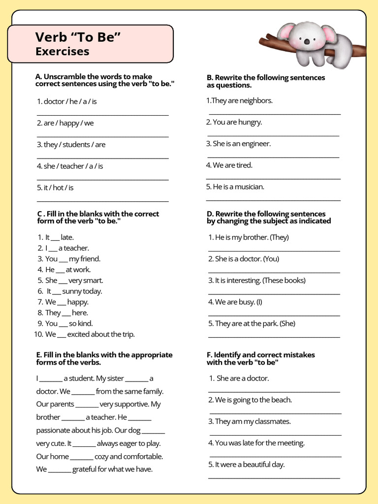 Verb to Be Exercise Worksheet | PDF | Chess Theory | Chess