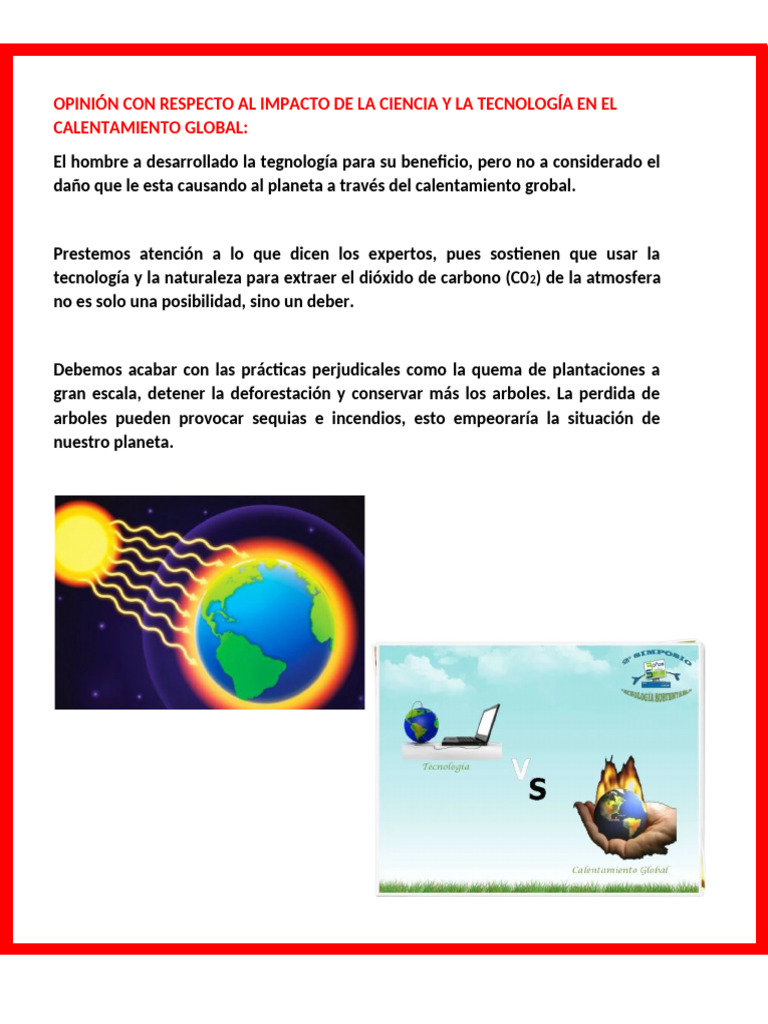 Opinión El Impacto de La Ciencia y La Tecnología en El Calentamiento ...