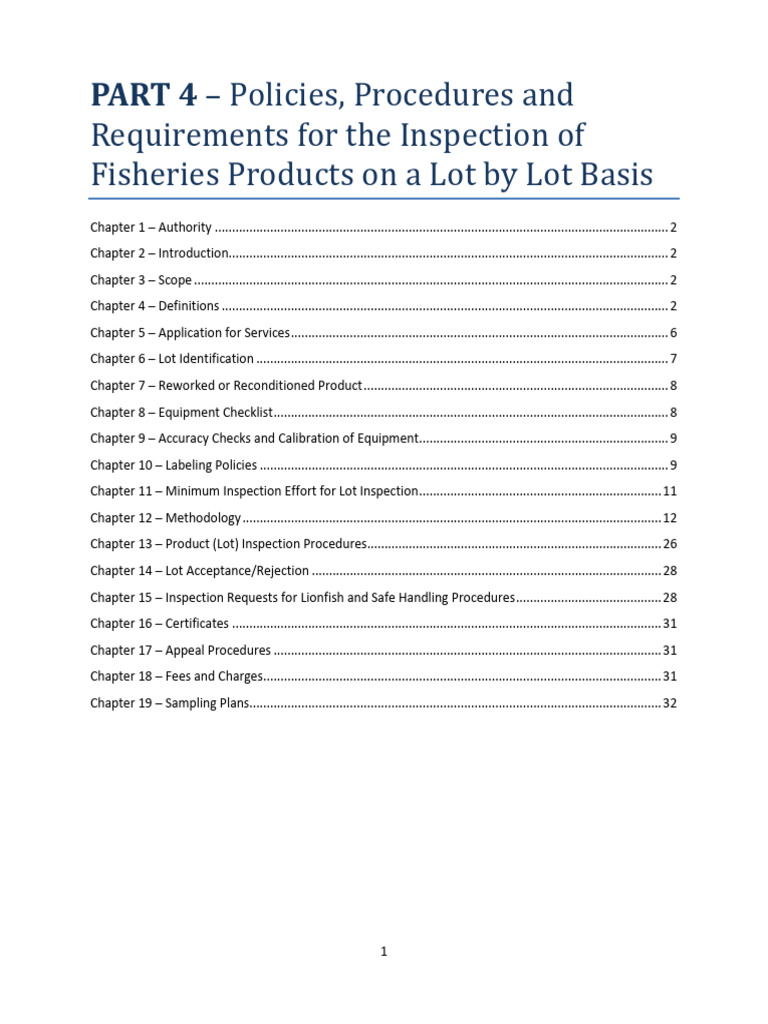Fisheries Product Inspection Policies | PDF | Sampling (Statistics ...