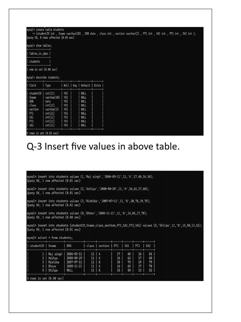 SQL Queries for Student Database Management | PDF