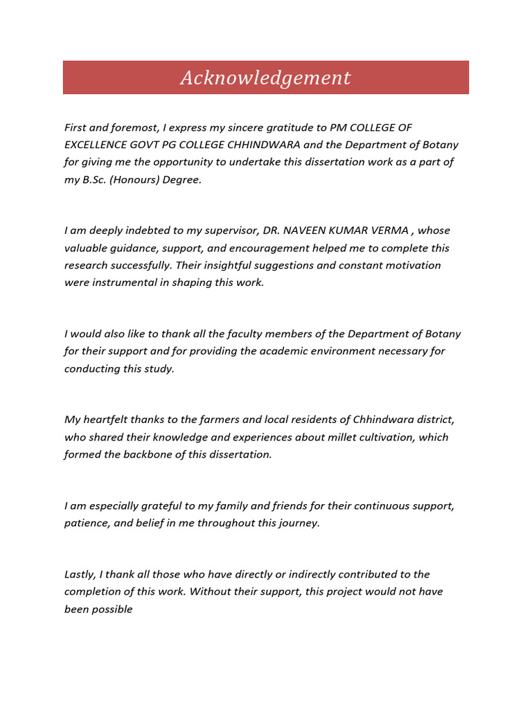 Acknowledgements for Botany Dissertation | PDF