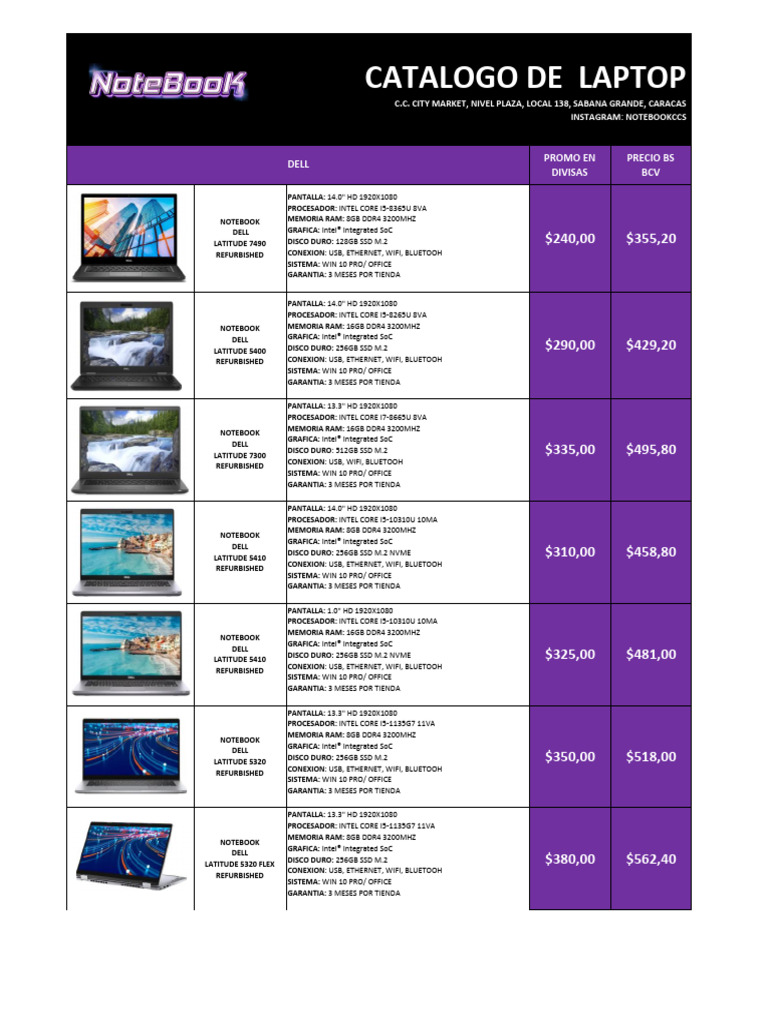 Catálogo de Notebooks Dell y Lenovo | PDF | Intel | Disco duro